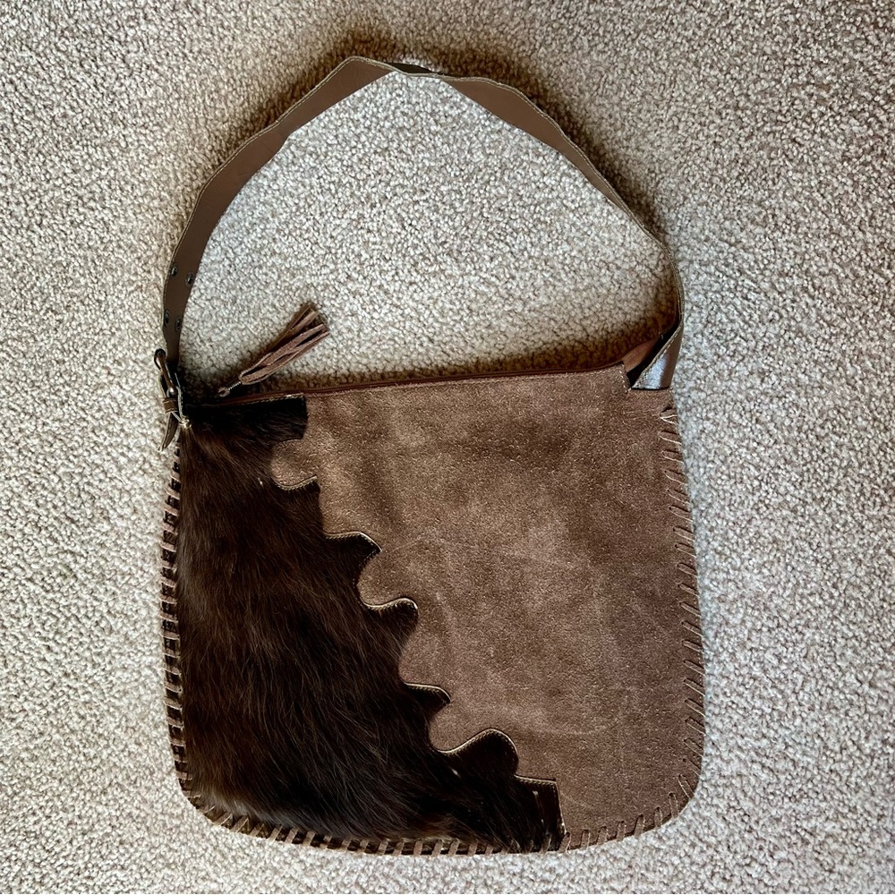 Haircalf and Suede Shoulder Bag